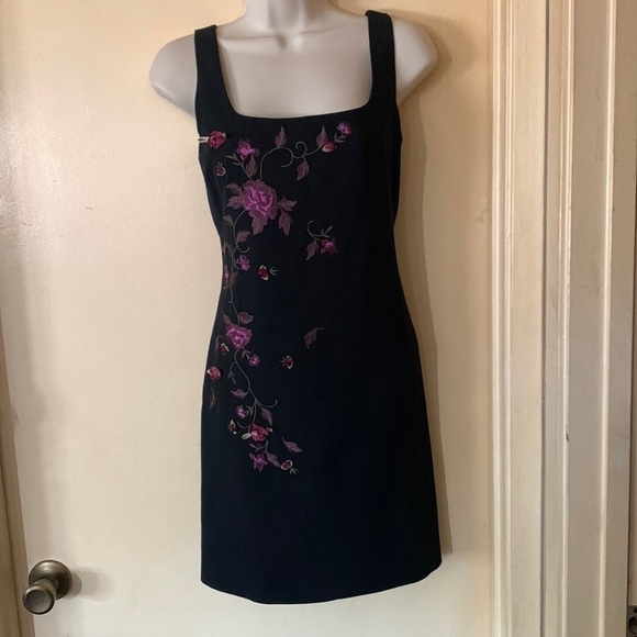 Laundry by Shelli Segal black dress w floral size 4 - Picture 1 of 10